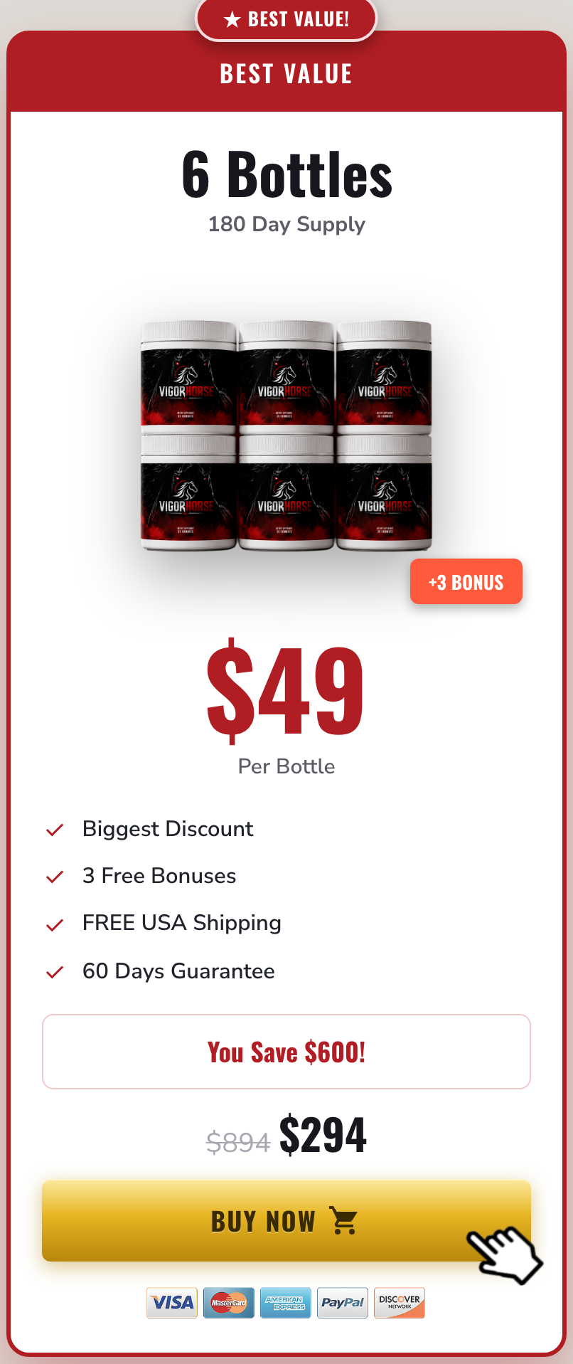 Vigor Horse 180 day supply pricing