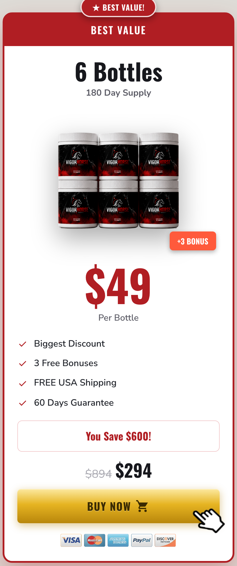 Vigor Horse 180 day supply